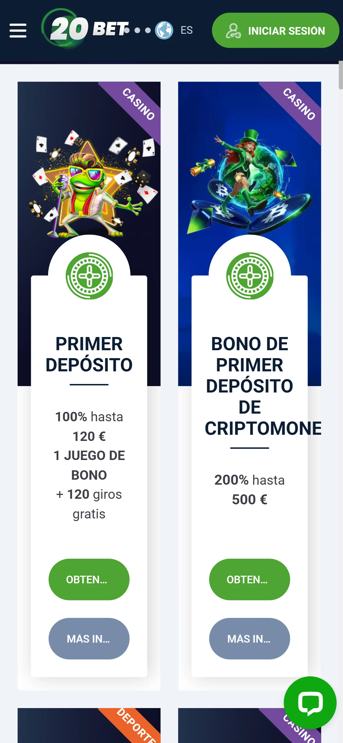Captura de 20Bet 3