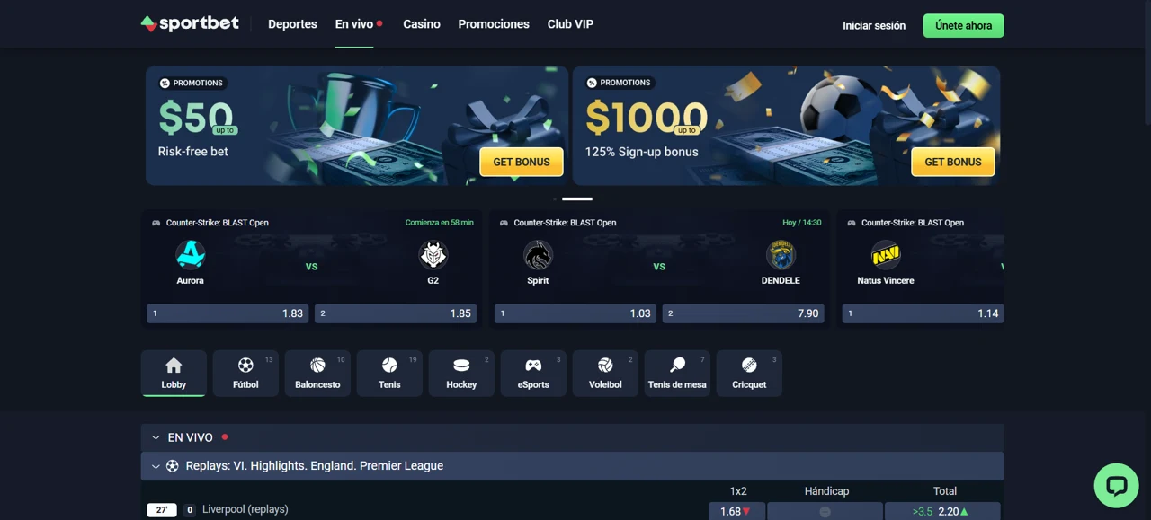 Captura de Sportbet.One 2