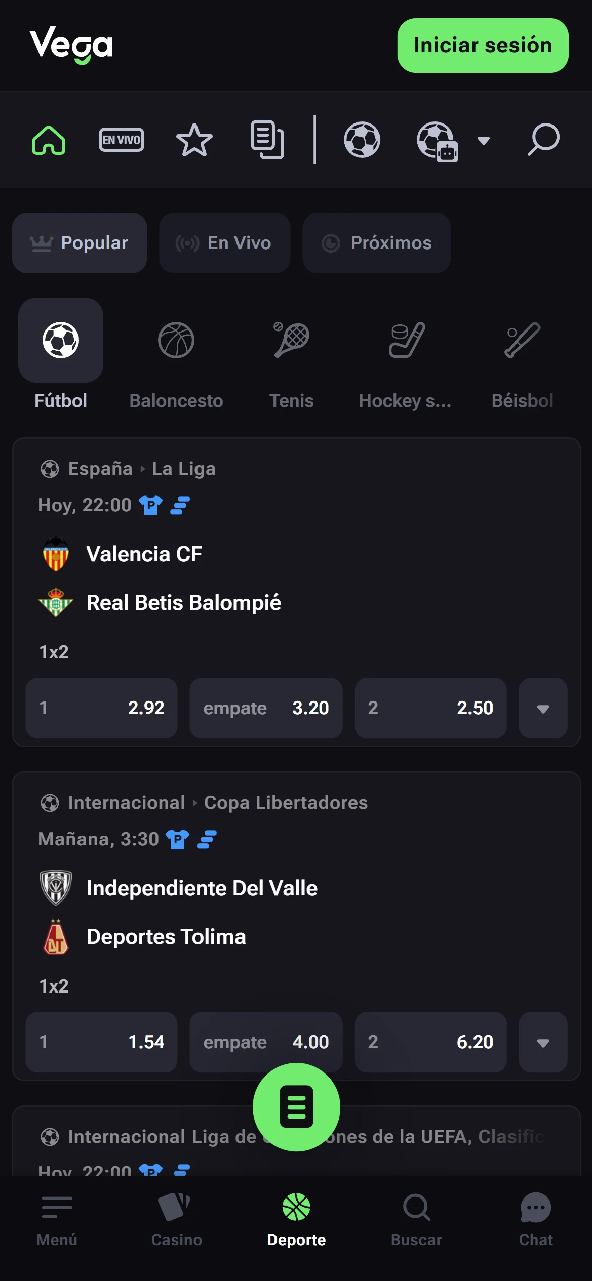 Captura de Vega Bet 3